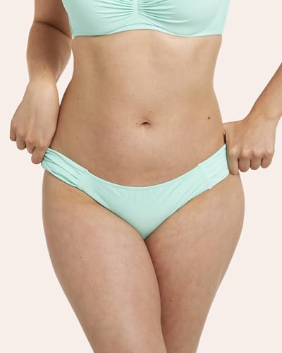 Women's Ruched Bikini Bottom - Mint Chip - Full Coverage
