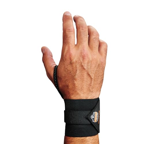 Adjustable Wrist Support Wrap with Thumb Loop - Black, Large/X-Large
