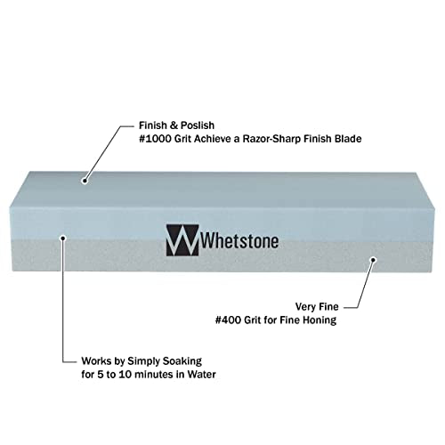 Whetstone Cutlery Dual-Sided 400/1000 Grit Wet Stone Knife Sharpening Stone 1-Pack