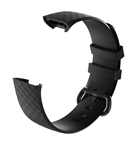 Silicone Replacement Bands for Fitbit Charge 4/3 - Black, Large
