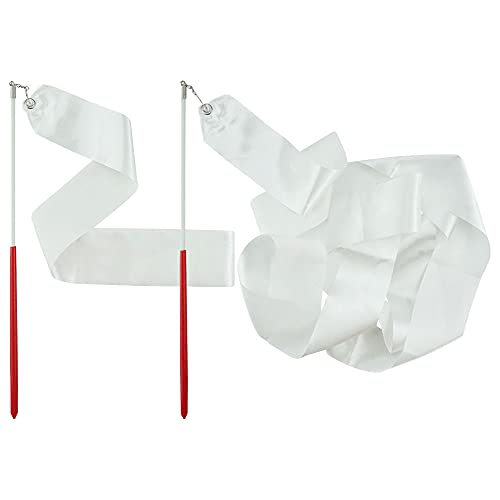 Rhythmic Gymnastics Wand Set - White Dancing Streamers, 2 Pack
