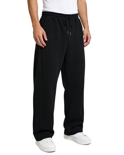 Men's Wide Leg Fleece Lounge Sweatpants with Pockets - BUXKR