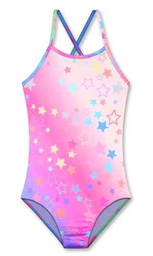 Girls' Adjustable Crossback One-Piece Swimsuit 9-10Y - Colorful Stars