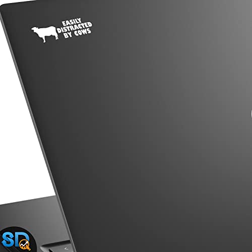 Easily Distracted by Cows Vinyl Decal - 9 Inch White