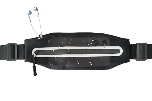 Slim Running Belt with Phone Holder - Water-Resistant Waist Pack - Black