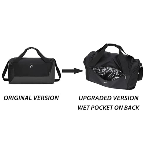 HEAD 45L Waterproof Gym Duffle Bag with Shoe & Wet Pocket - Black