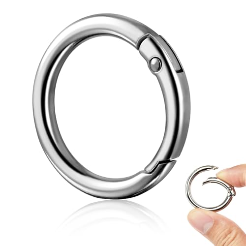 1 Inch Round Keychain Clips - 10pcs Metal Spring O Rings - Silver