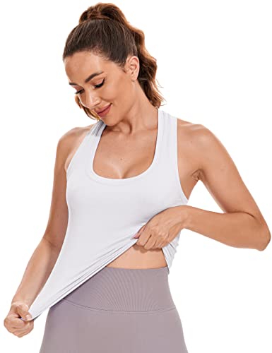 MathCat Women's Racerback Workout Tank Top XS White - Gym & Fitness Activewear