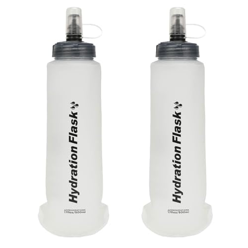 JEELAD 01 White 500ml Collapsible Water Bottles - 2 Pcs BPA-Free TPU Hydration Flask for Outdoor Activities