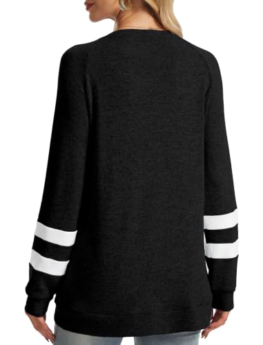 Desol Women's Color Block Crewneck Sweatshirt Large Black Fall Outfit Top