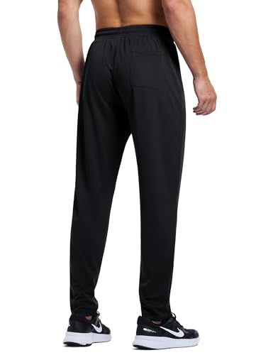 Men's Lightweight Joggers - Quick Dry Athletic Sweatpants with Pockets - Black, XX-Large