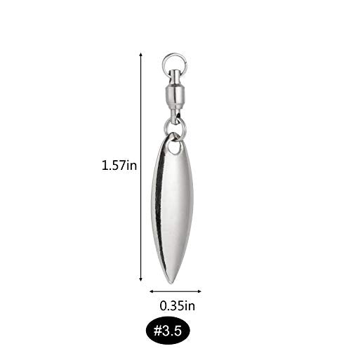 Silver #3.5 Willow Spinner Blades - 10 Pack with Ball Bearing Swivels