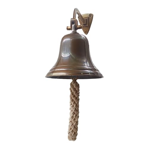 5" Solid Brass Ship Bell Antique Brass Wall Mount – Marine Dinner/Reception Bell by The Metal Magician