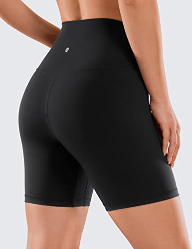 CRZ YOGA Naked Feeling Medium Black Biker Shorts 6" Seamless Waistband