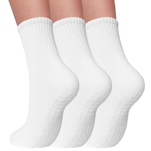 3 Pairs Pilates Socks with Grips for Women Non Slip Grip Yoga Barre