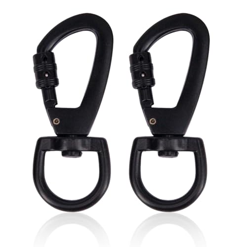 Heavy-Duty Dog Leash Clips - 2 Pack Locking Swivel Ring - Black