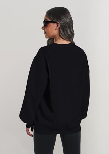 XFIFM 2 Pack Womens Oversized Hoodies Grey / Black Crewneck Sweatshirts