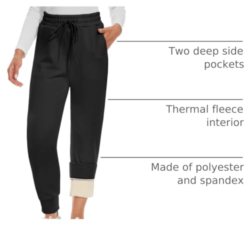 CAMPSNAIL Women's Fleece-Lined Thermal Joggers - Black, Medium