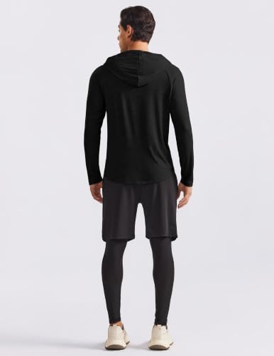 PINSPARK Men's Lightweight Black Golf & Workout Hoodies Pullover Large
