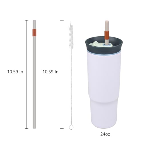 Replacement Straws for Owala 24oz Tumbler - Grey-Orange, Pack of 6
