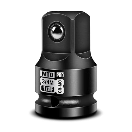 1/2" Female to 3/4" Male Impact Socket Adapter, 1/2" Impact Socket Adapter for High Torque Applications, Heavy-Duty Chrome Molybdenum Alloy Steel