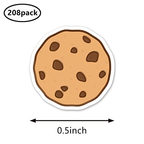 Chocolate Chip Cookie Stickers - 208 Pack, 0.5 Inch for Scrapbooking & Crafting