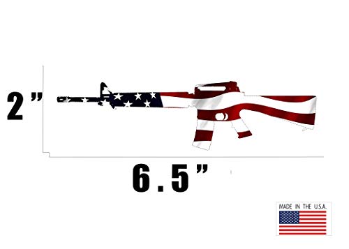 AR-15 Rifle Decal Sticker with USA Flag - 6.5" Vinyl Car Bumper