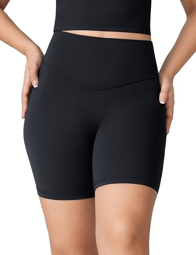 UNISSU Hugcurve No Front Seam Biker Shorts 6'' Large Black