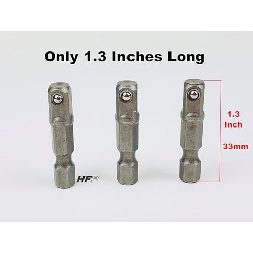 Stubby 1/4 Inch Impact Socket Adapter Bit Only 1.3 Inches Long 3 Pack Stubby 1/4 Inch Impact Socket Bit 1/4" Hex to 1/4" Square