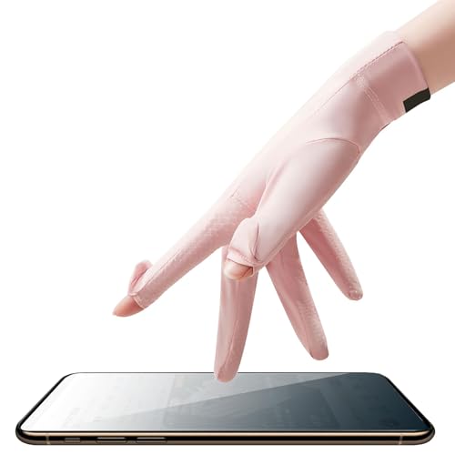 Thin Ice Silk Sun Gloves for Women - UV Protection, Touchscreen, Pink