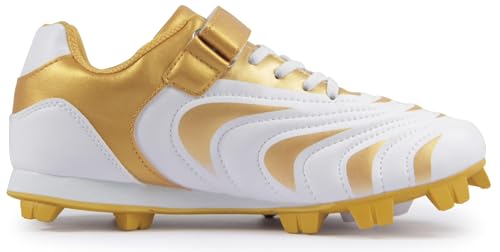 CAMVAVSR Unisex Kids Baseball Cleats 13 Little Kid Gold Softball Shoes