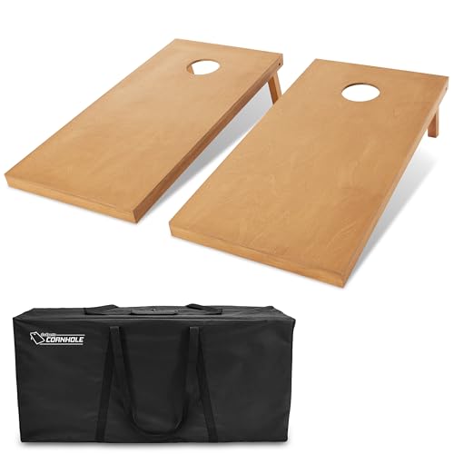 Regulation Size Wooden Cornhole Boards Set - Light Brown Finish - No Bean Bags