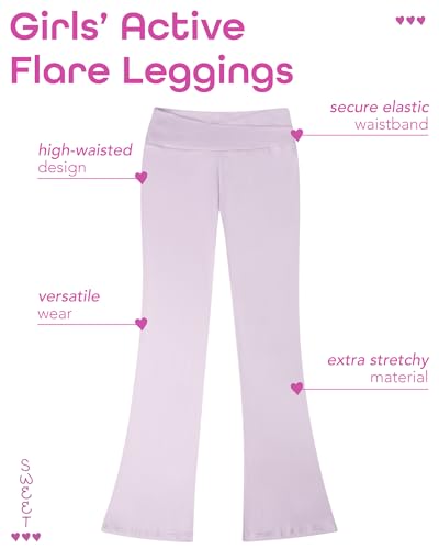 High Waist Stretchy Athletic Flare Leggings for Girls - Dark Lavender (7-8)