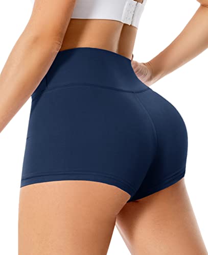 High Waisted Spandex Biker Shorts for Women - 3 Inch / 3X-Large / Navy
