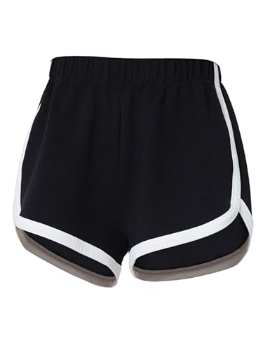 Yoga Shorts for Girls - Contrasting Short Pants, Medium Black