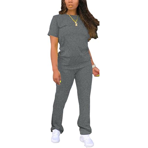 Nimsruc Women's Two Piece Casual Jogging Suit Set Dark Grey XL