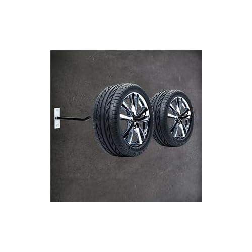 Sinoer 4PCS Garage Hooks Tire Storage System,Wall Mount Hooks with Metal Screws and Anchors - Tire/Rim Holder for Car £¬Black