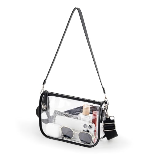 Clear Stadium Purse for Women - Approved Crossbody Bag - Black