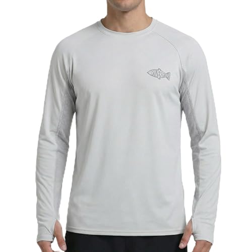 Men's Quick-Dry Fishing Shirt - UPF 50+ with Mesh Panels - Large Gray