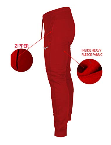 Slim Fleece Athletic Jogger Pants with Zipper Pockets - Men's