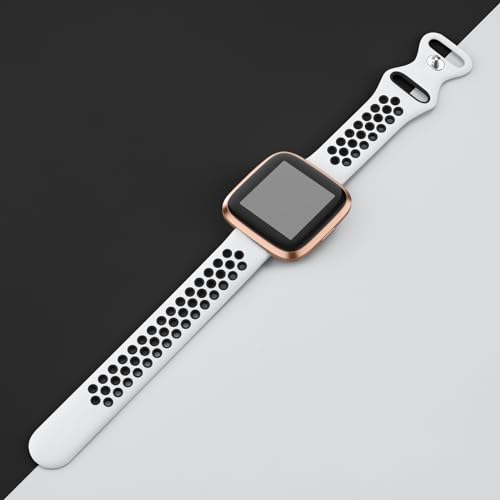 Breathable Silicone Sport Watch Band for Smartwatch - White/Black
