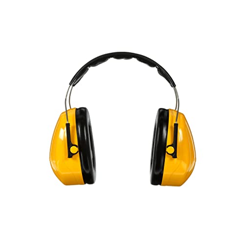 3M PELTOR Hearing Protection Optime 98 Earmuffs, Over-the-Head, H9A, 25 dB NRR, Adjustable Tilt Earcups, Stainless Steel Headband, E-A-Rfit Compatible, Pack of 1, Yellow