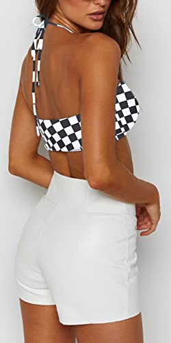 Women’s Festival Outfits Sexy Concert Crop Top - Cross-Checkered, Small