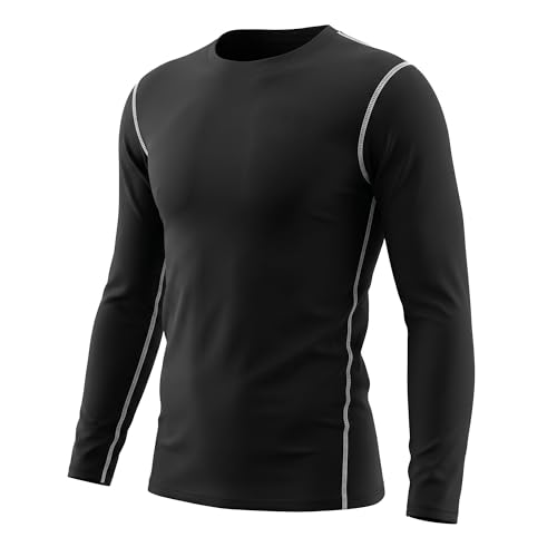 Boys Long Sleeve Compression Shirt for Soccer Practice - Black