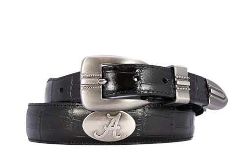 Alabama Crimson Tide Leather Concho Belt - Smooth Black, Size 42