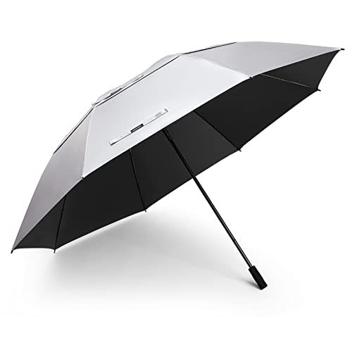 G4Free 80 Inch Double Canopy Windproof Golf Umbrella - Silver/Black