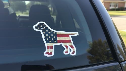 American Flag Labrador Retriever Dog Decal - 5-inch UV Resistant Sticker