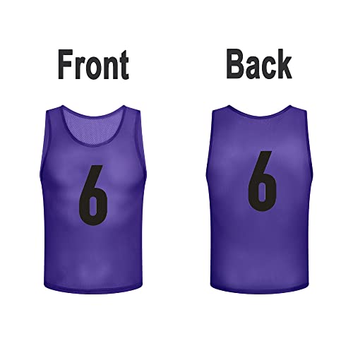 12 Pack Numbered Pinnies for Basketball, Soccer, Football Practice