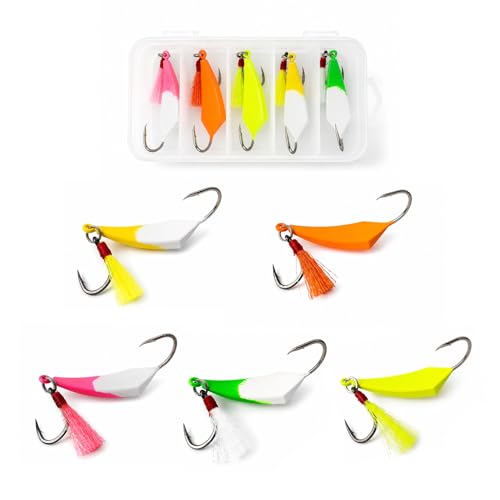 Eupheng 1/2oz Saltwater Pompano Jigs with Teaser Hooks - 5 Pack