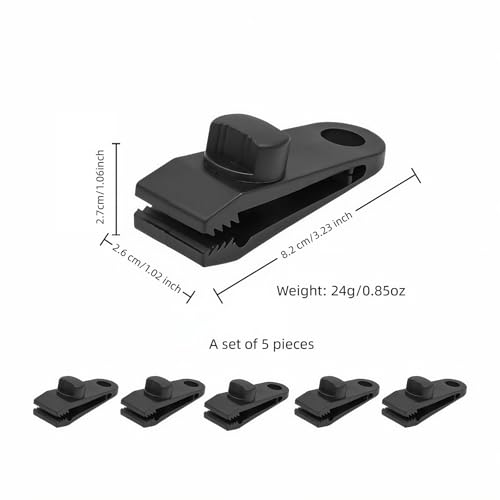 Heavy Duty Windproof Tent Clips - 5-Pack Tarp & Canopy Rope Clamps